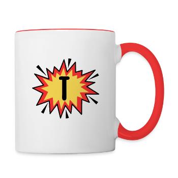 Lettre T - Mug contrasté - blanc/rouge - Droite