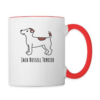 Jack Russel Terrier - Tasse zweifarbig - Weiß/Rot - Rechts
