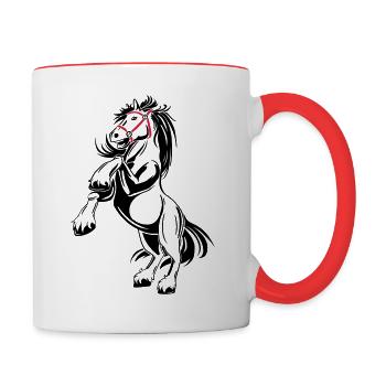 Cheval, j'aime l'idée de cadeau drôle logo du club d'équitation - Mug contrasté - blanc/rouge - Droite