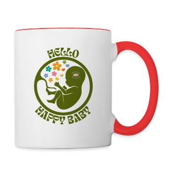 Hello Happy Baby - Women Pregnancy Announcement - Contrasting Mug - white/red - Right
