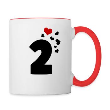 2 hearts 2nd birthday - Contrasting Mug - white/red - Right