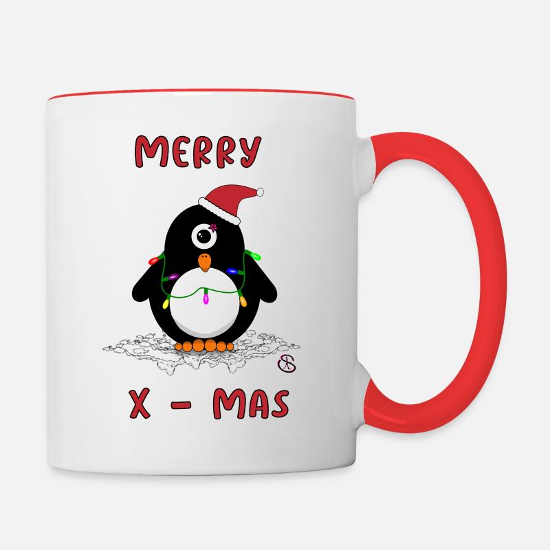 X-Mas Penguin - Contrasting Mug - white/red