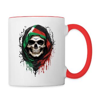 Palestinian Skull: Flag of Pride - Contrasting Mug - white/red - Right