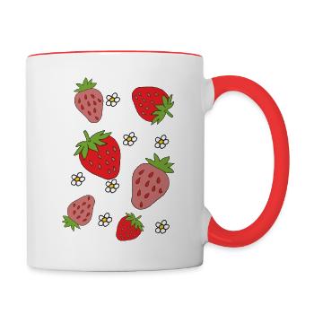 erdbeeren - Tasse zweifarbig - Weiß/Rot - Rechts