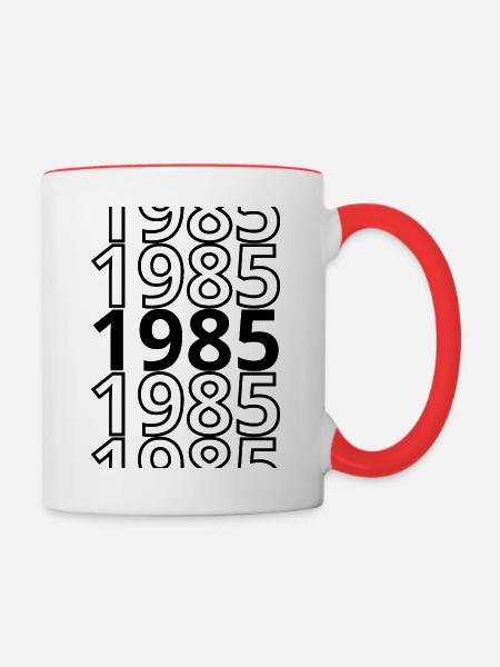 1985 1985 1985 - Tasse zweifarbig - Weiß/Rot