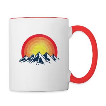 Retro Berge - Tasse zweifarbig - Weiß/Rot - Rechts