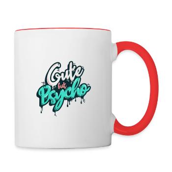 Cute But Psycho - Contrasting Mug - white/red - Right