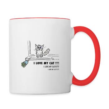 I LOVE my cat!!!!! - Contrasting Mug - white/red - Right