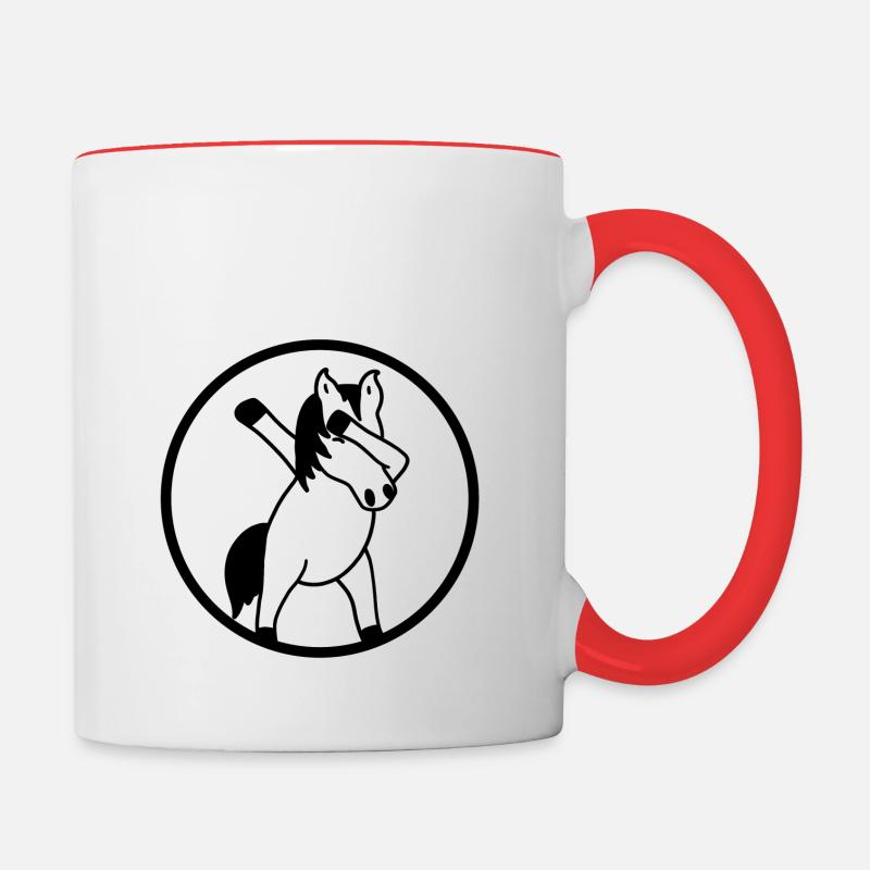 Dabbing Pferd Cooles Design Pferdenarr Geschenk - Tasse zweifarbig - Weiß/Rot