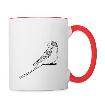 Wellensittich - Tasse zweifarbig - Weiß/Rot - Rechts