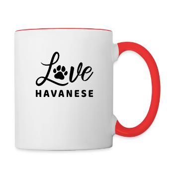 Amour bichon havanais disant femme cadeau havanais - Mug contrasté - blanc/rouge - Droite