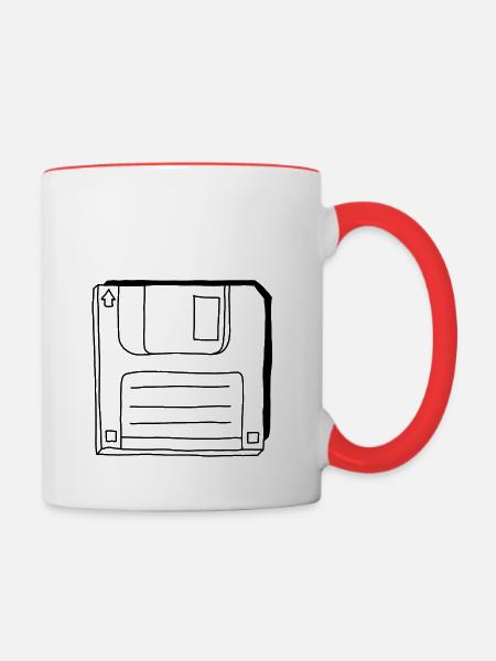 Diskette - Tasse zweifarbig - Weiß/Rot