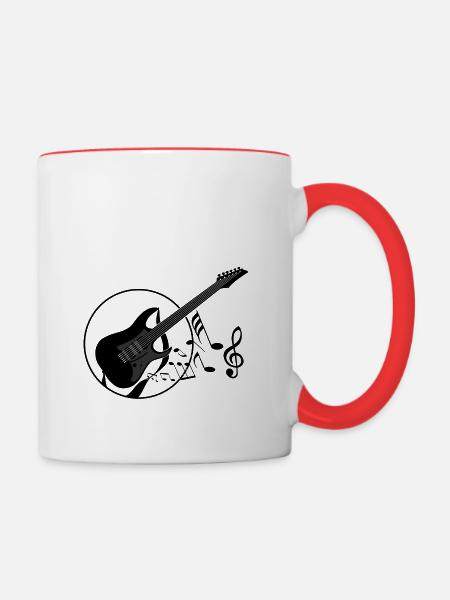 Gitarre - Tasse zweifarbig - Weiß/Rot