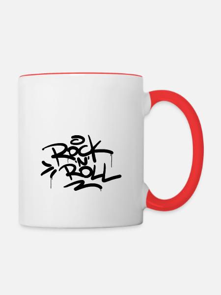 Rock N Roll - Tasse zweifarbig - Weiß/Rot