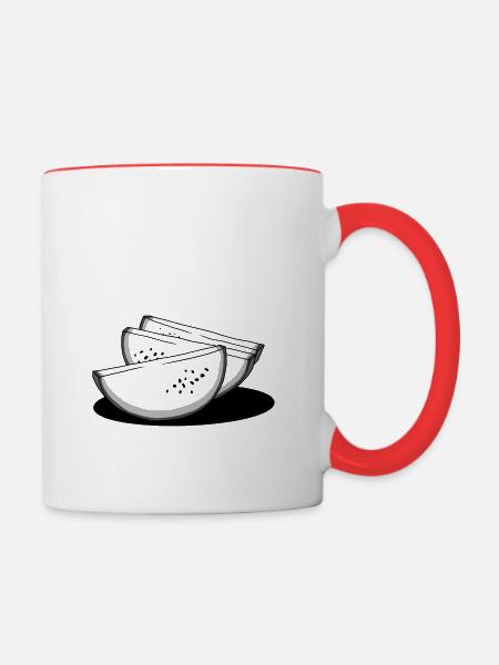 Melone - Tasse zweifarbig - Weiß/Rot