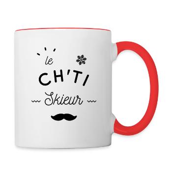 Le ch'ti skieur - Mug contrasté - blanc/rouge - Droite