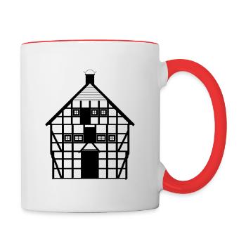 Fachwerkhaus transparent - Tasse zweifarbig - Weiß/Rot - Rechts