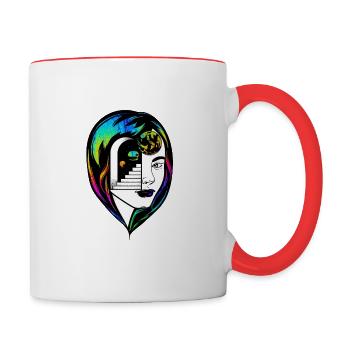 Psychédélique Tripy motif femme Psychonaut coloré - Mug contrasté - blanc/rouge - Droite