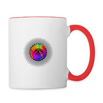 Psychedelic Trippy Eye Motif Psychonaut Colorful - Contrasting Mug - white/red - Right