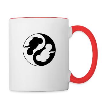 yin yang moto motard - Mug contrasté - blanc/rouge - Droite