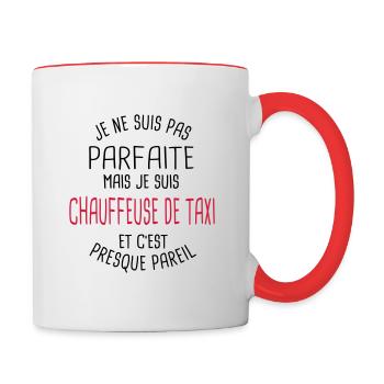Pas parfaite mais chauffeuse de taxi - Mug contrasté - blanc/rouge - Droite
