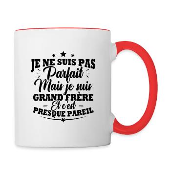 Je ne suis pas parfait mais je suis grand frère - Mug contrasté - blanc/rouge - Droite