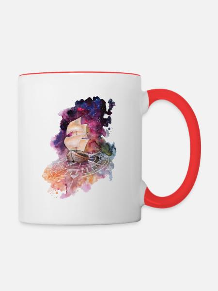 Space Ship - Tasse zweifarbig - Weiß/Rot