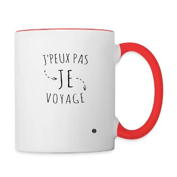 Design Ich kann nicht reisen I Offizielle Sammlung - Tasse zweifarbig - Weiß/Rot - Rechts