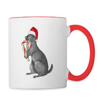 Belette de Noël - Mug contrasté - blanc/rouge - Droite