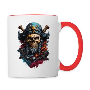 Piratenabenteuer Totenkopf: gruselige Seeräuber - Tasse zweifarbig - Weiß/Rot - Rechts