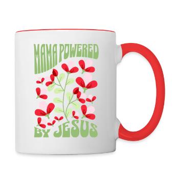 Maman chrétienne propulsée par Jésus T-shirt cadeau - Mug contrasté - blanc/rouge - Droite