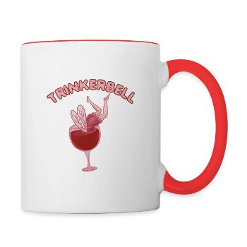 Trinkerbell lustige Fee im Rotweinglas - Tasse zweifarbig - Weiß/Rot - Rechts