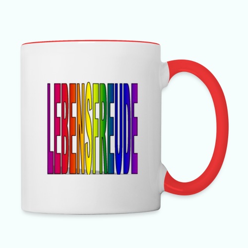 lebensfreude regenbogenfarben - Tasse zweifarbig