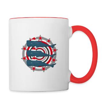 Winter Pottwale auf Abenteuerreise. - Tasse zweifarbig - Weiß/Rot - Rechts