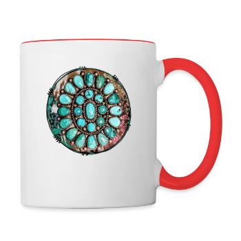 Türkisfarbener westlicher Edelstein - Tasse zweifarbig - Weiß/Rot - Rechts