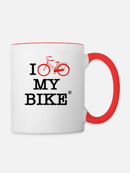 Ich liebe mein Fahrrad - Tasse zweifarbig - Weiß/Rot