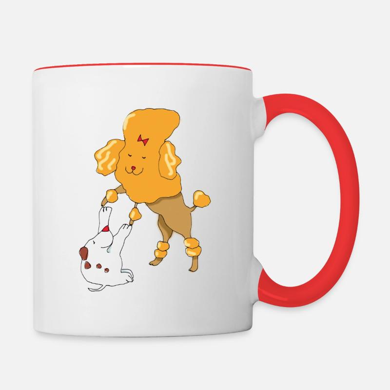 Chiens dansants A - Mug contrasté - blanc/rouge