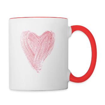 Rosa Herz - Tasse zweifarbig - Weiß/Rot - Rechts