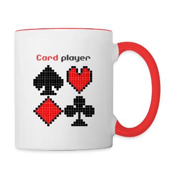 Rigged Poker - Pixel Art - Kartenspieler - Tasse zweifarbig - Weiß/Rot - Rechts