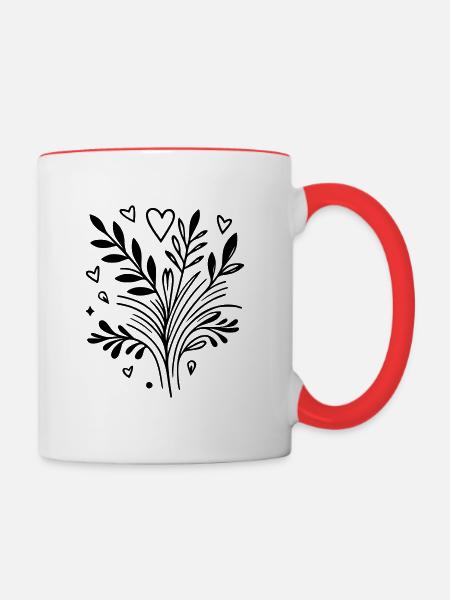 Herzbaum Ast - Tasse zweifarbig - Weiß/Rot