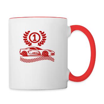 Voiture de course - Mug contrasté - blanc/rouge - Droite
