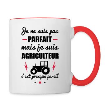 pas parfait agriculteur - Mug contrasté - blanc/rouge - Droite