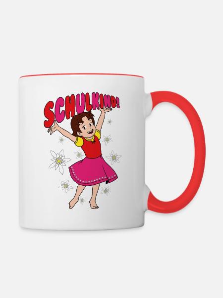 Heidi Schuldkind Erstklässler - Tasse zweifarbig - Weiß/Rot
