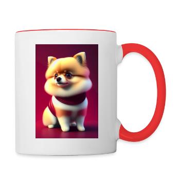 "Cute Pomeranian" - Mug contrasté - blanc/rouge - Droite