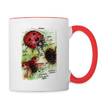 Coccinelle aquarelle - Mug contrasté - blanc/rouge - Droite