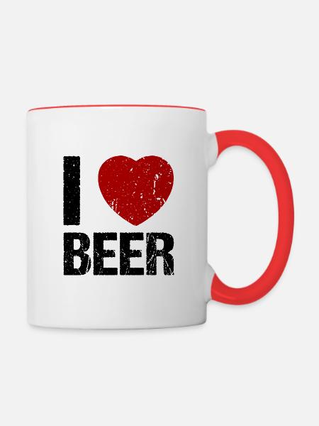 I love Beer Bier - Tasse zweifarbig - Weiß/Rot