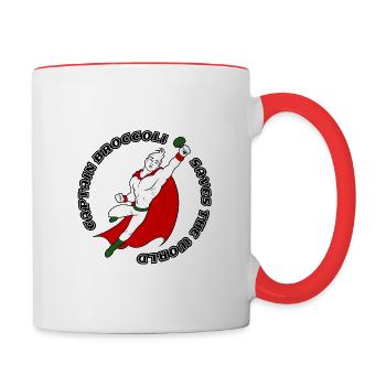 Captain Broccoli saves the world - Contrasting Mug - white/red - Right