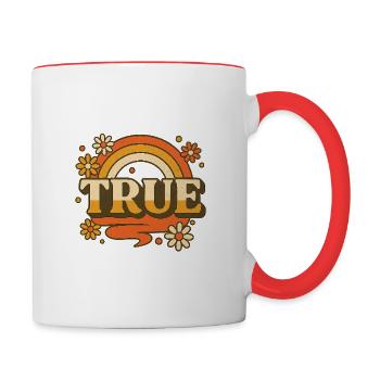 True – Retro Regenbogen & Blumen Design - Tasse zweifarbig - Weiß/Rot - Rechts