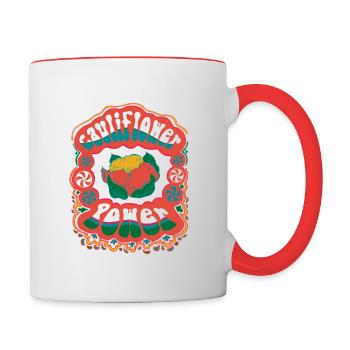 Blumenkohl Power - Tasse zweifarbig - Weiß/Rot - Rechts