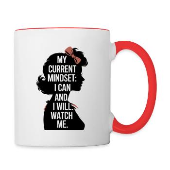 Motivational design "I Can and I Will" - Contrasting Mug - white/red - Right